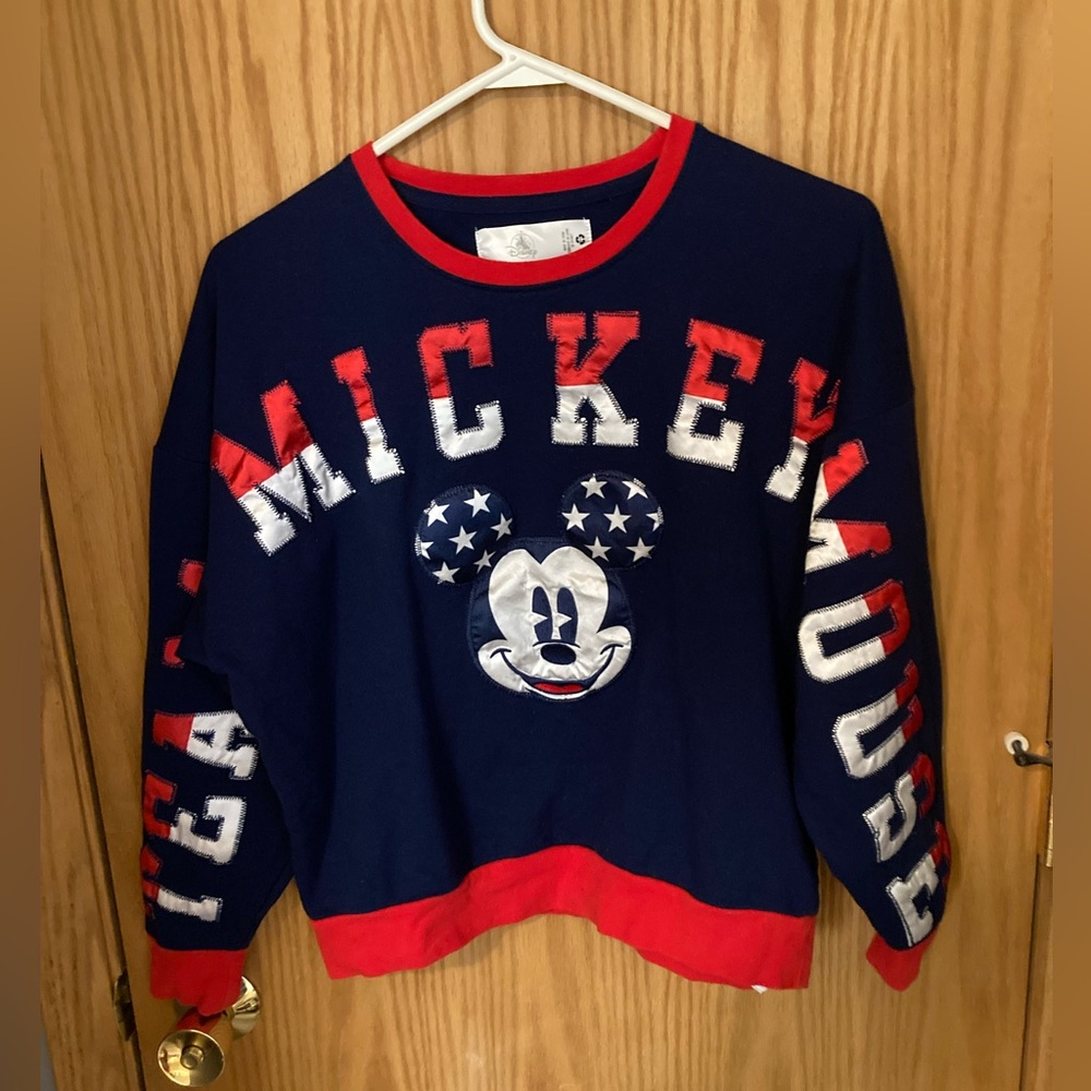 Vintage Disney Team Mickey Mouse Sweatshirt, Blue, Red & White Adult XS/Kids LXL